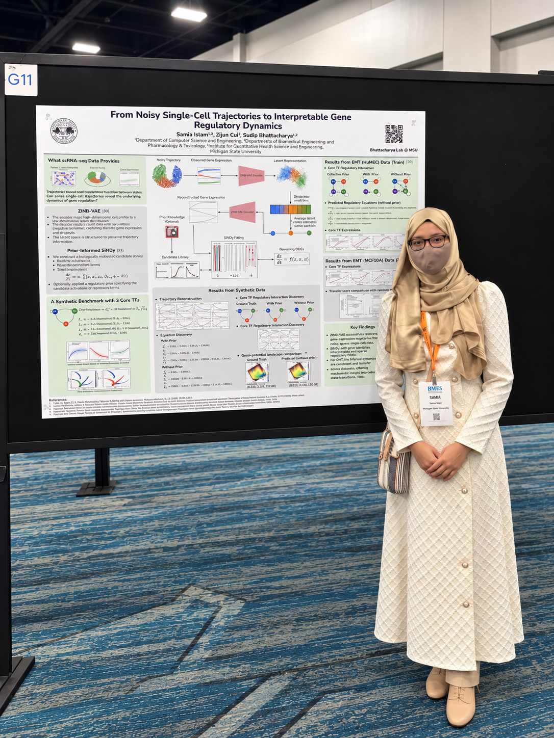 Samia Islam presenting her poster at the BMES 2026 Annual Meeting