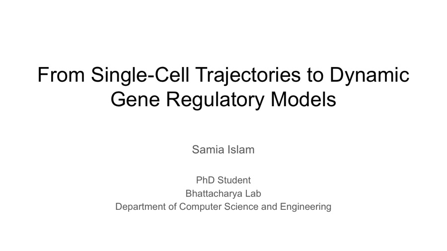 Title slide: From Single-Cell Trajectories to Dynamic Gene Regulatory Models